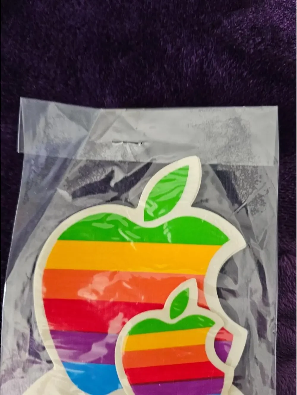4pc Vintage Apple Computer Decal Stickers Rainbow 80s 2 large 2Small Multicolor